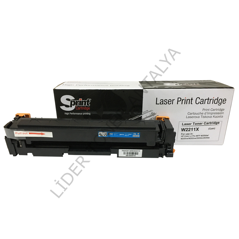 S PRINT HP W2211X (207X) CYAN TONER 2.45K*-ÇİPSİZ⛔